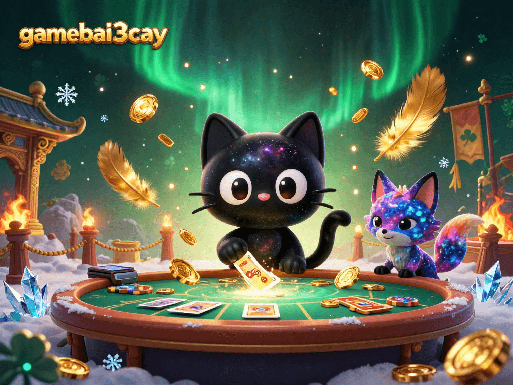 Experience gamebai3cay's cosmic casino with vibrant characters and dynamic gaming elements.