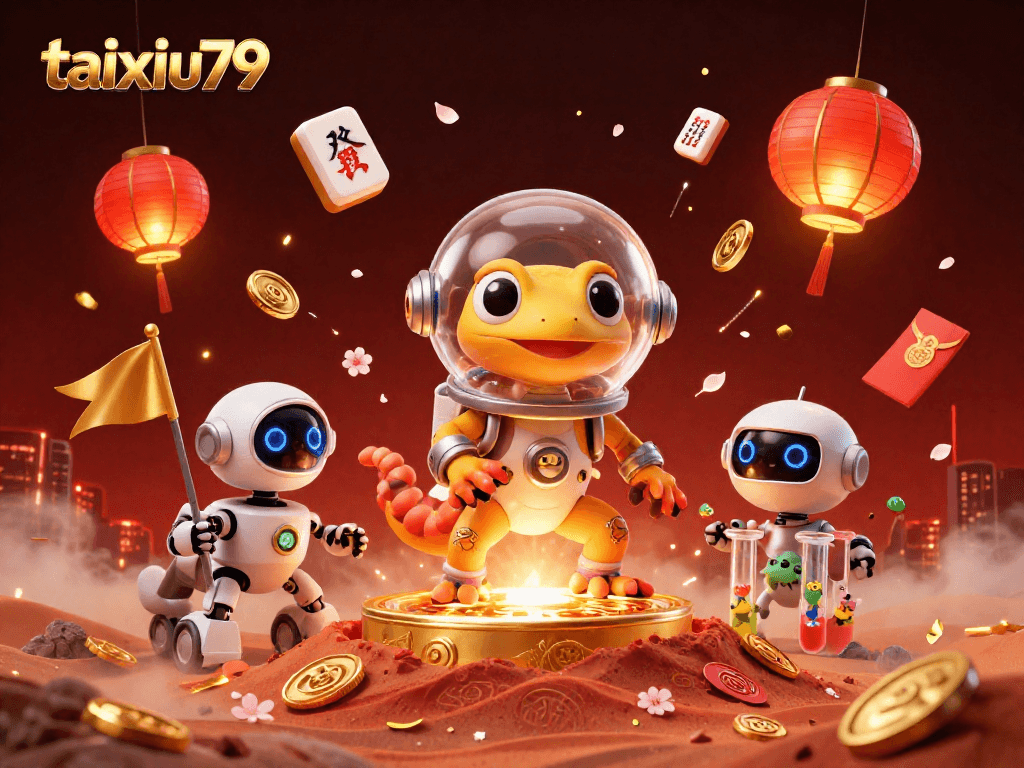 Experience the thrill of taixiu79 gaming with vibrant casino elements in a dynamic Martian scene.