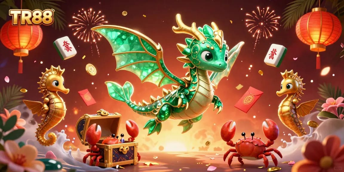 Experience thrilling gaming with TR88's vibrant underwater theme featuring a majestic sea dragon and treasures.