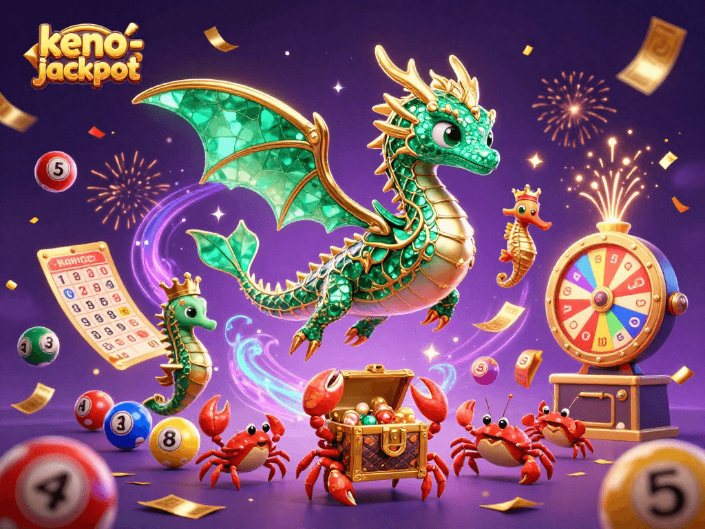 Experience thrilling moments with keno-jackpot in an engaging lottery adventure scene.