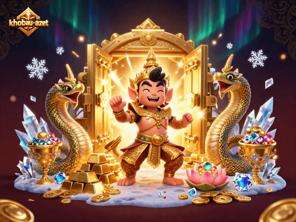 Spin and win with khobau-aztec, exploring treasures in a vibrant, dynamic 3D casino scene.