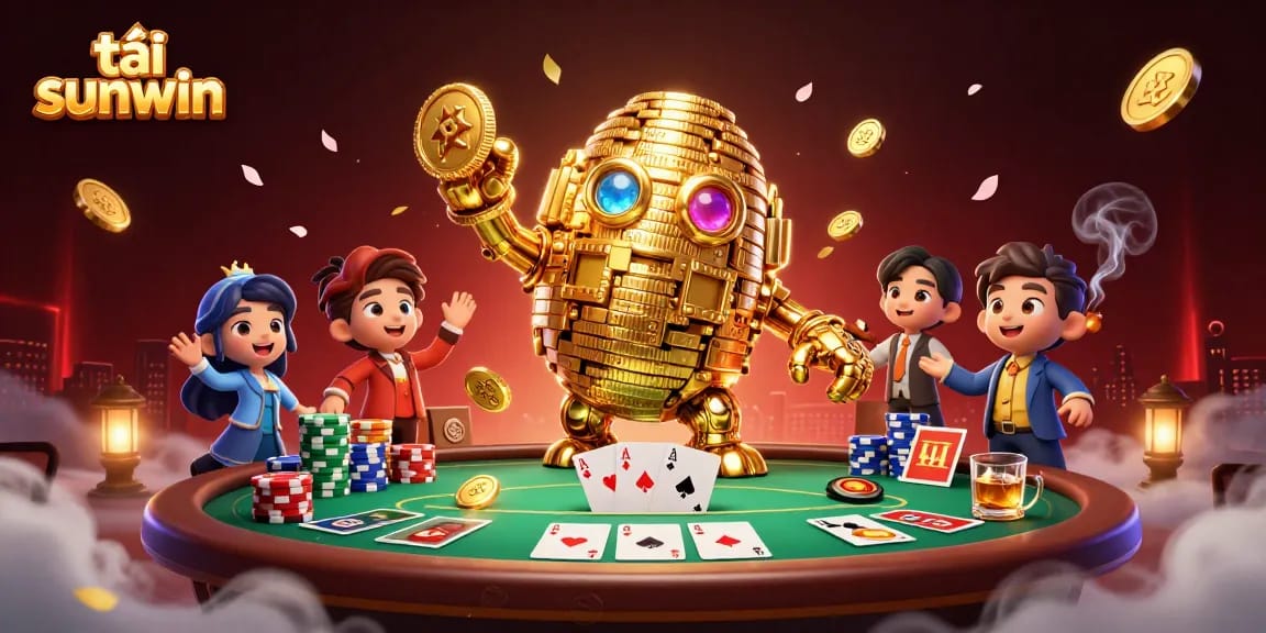 Play tải sunwin and enjoy slot-themed adventures with a captivating golden golem and poker elements.