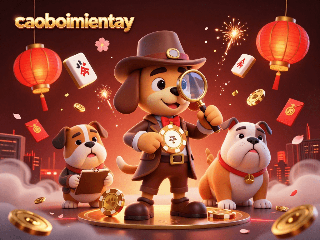 Experience caoboimientay's exciting adventures with a detective dog uncovering golden clues amidst vibrant casino elements.