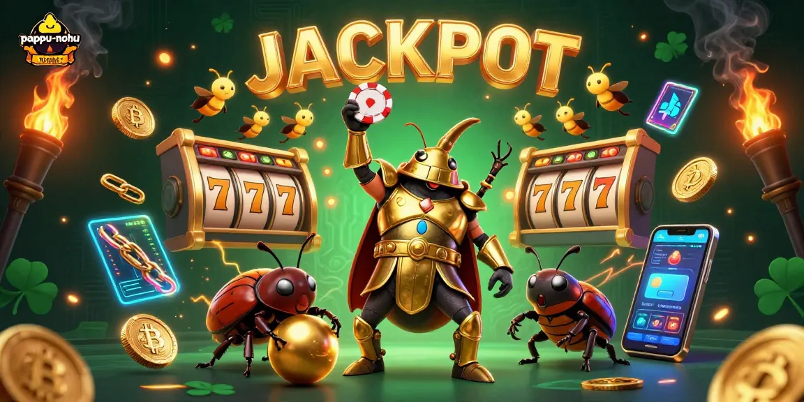Engage in thrilling gameplay with pappu-nohu, visualizing a jackpot moment featuring unique characters.