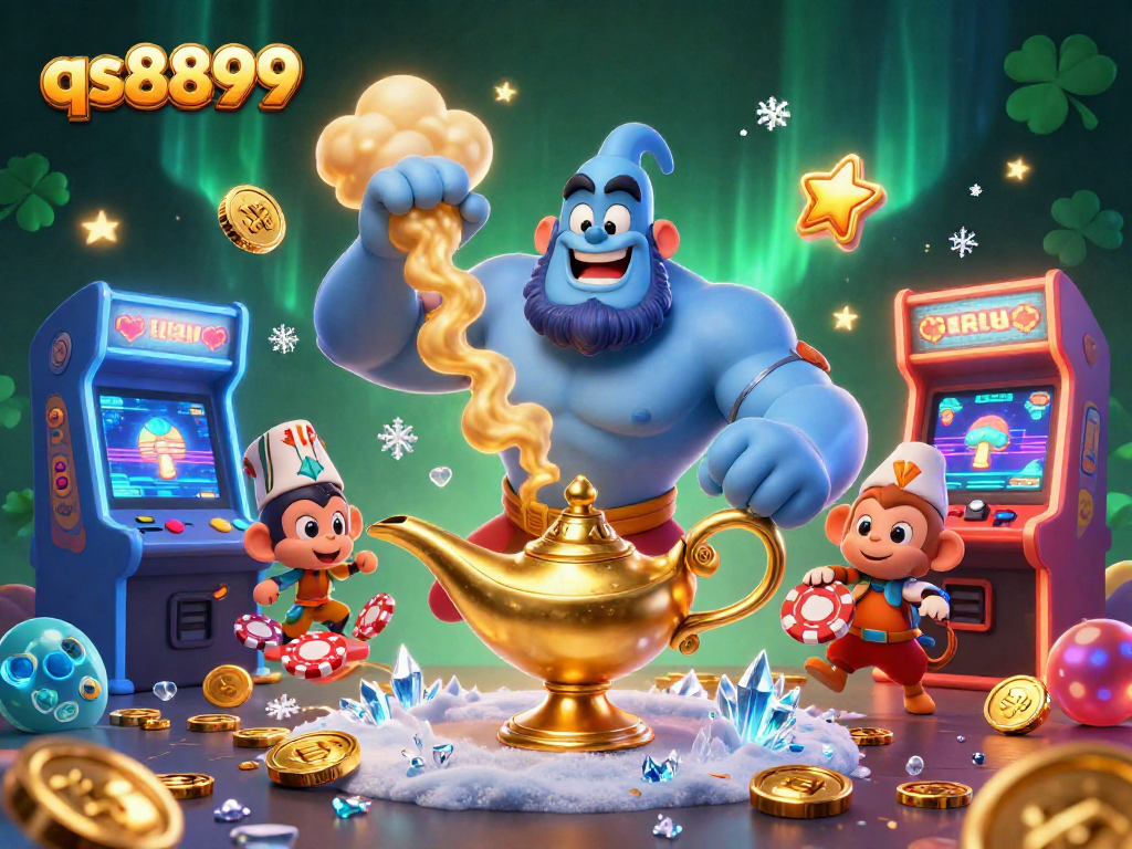 Experience exciting gambling action with qs8899 in a vibrant, magical 3D casino scene.