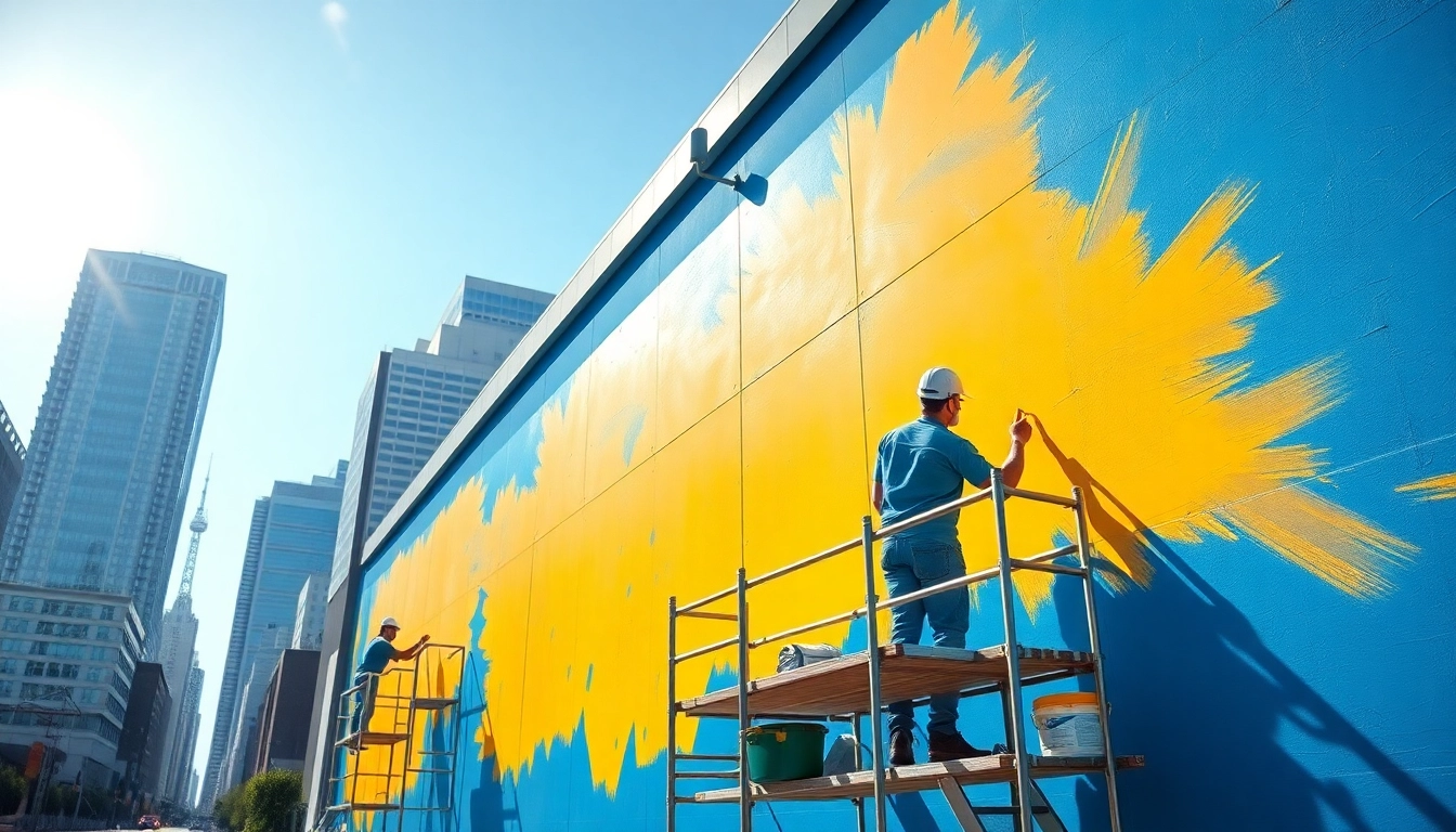 Transform your space with expert commercial paint services showcased by professional painters at work.