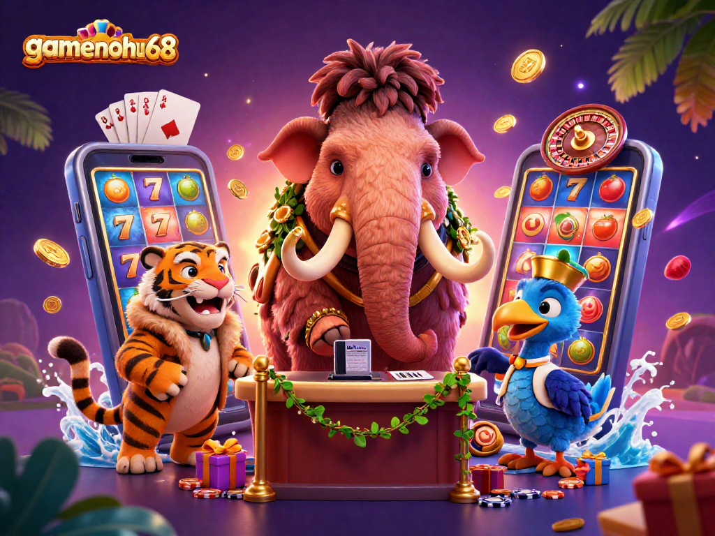 Join the fun at gamenohu68 with colorful slots and a lavish casino scene!