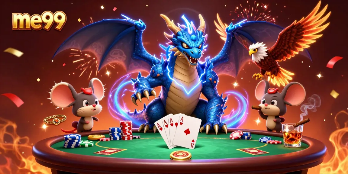 me99 captivates players with an electrifying scene of poker gameplay featuring colorful chips and dynamic characters.