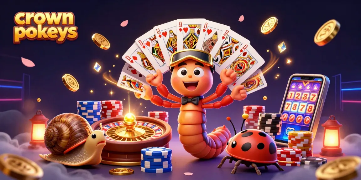 Engage with crown pokies in a vibrant 3D casino scene filled with dynamic characters and glowing game elements.
