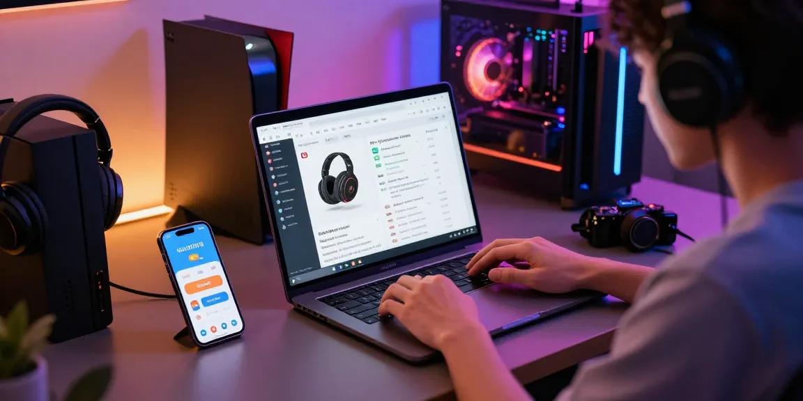 M98 ล๊อตเว็บตรง 2026 online shopping experience with a customer browsing products on a stylish desk.