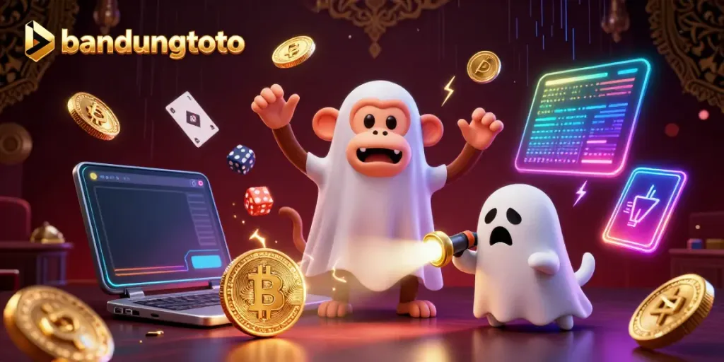 Experience the thrilling ambiance of bandungtoto with playful characters in a vibrant casino.