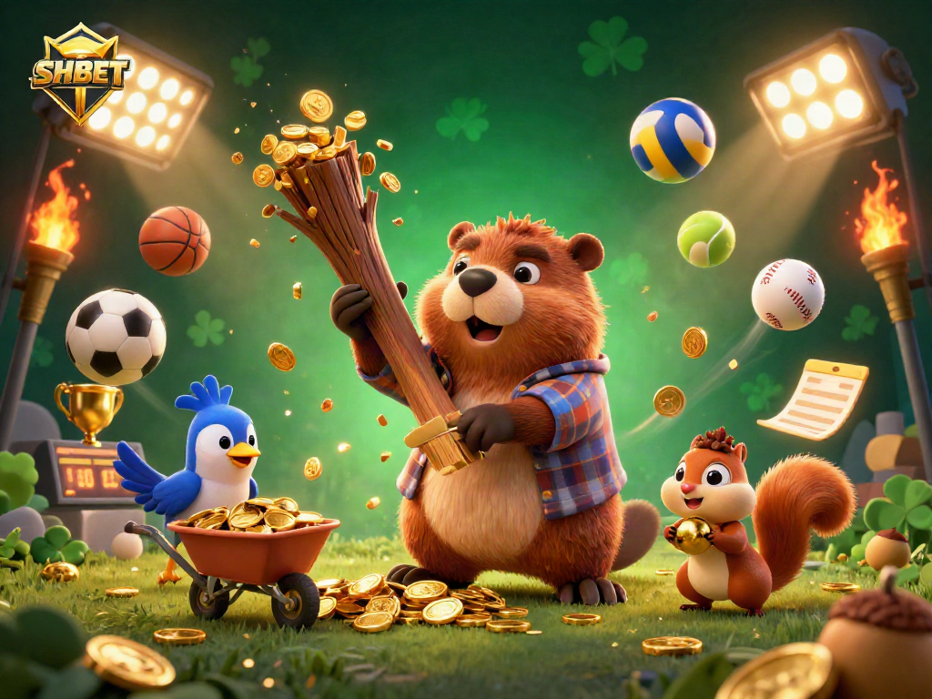 Engage in thrilling SHBET sports betting with dynamic action of characters and flying game elements.