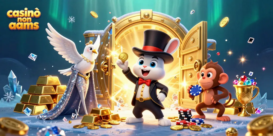 Giocando ai casinò non AAMS, un coniglio magico tira monete d'oro da un cappello insieme a una colomba e una scimmia.