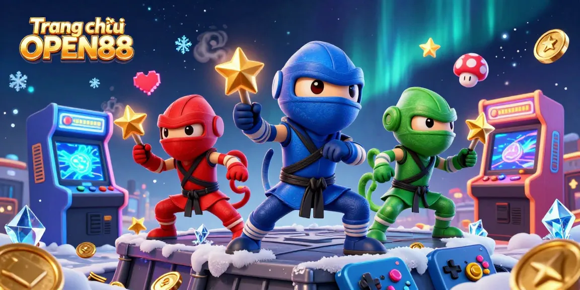 Engage in exciting gameplay at Trang chủ OPEN88 with colorful ninja chameleons and vibrant casino elements.