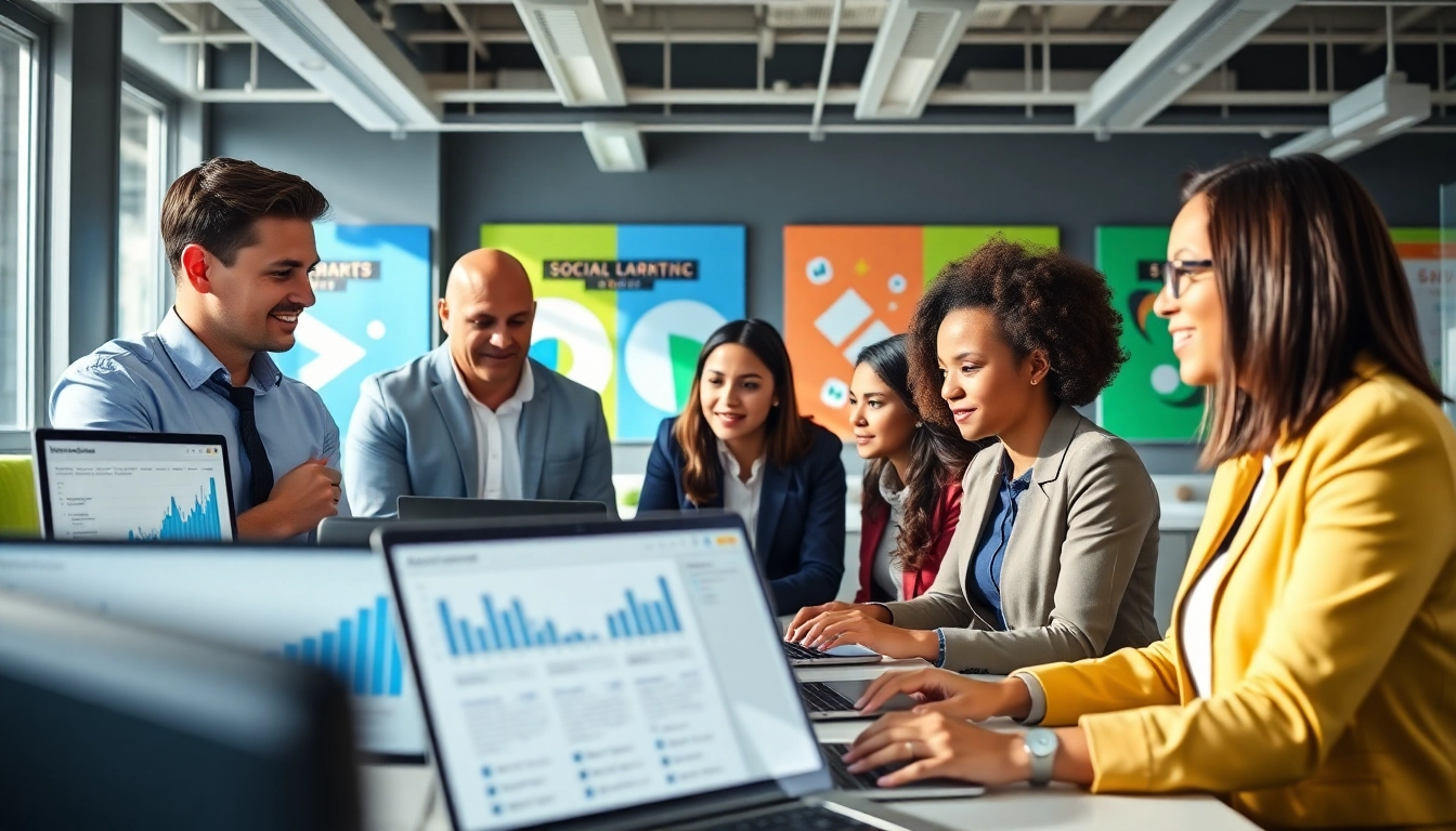 Innovative team of social media marketing companies edmonton collaborating on strategy