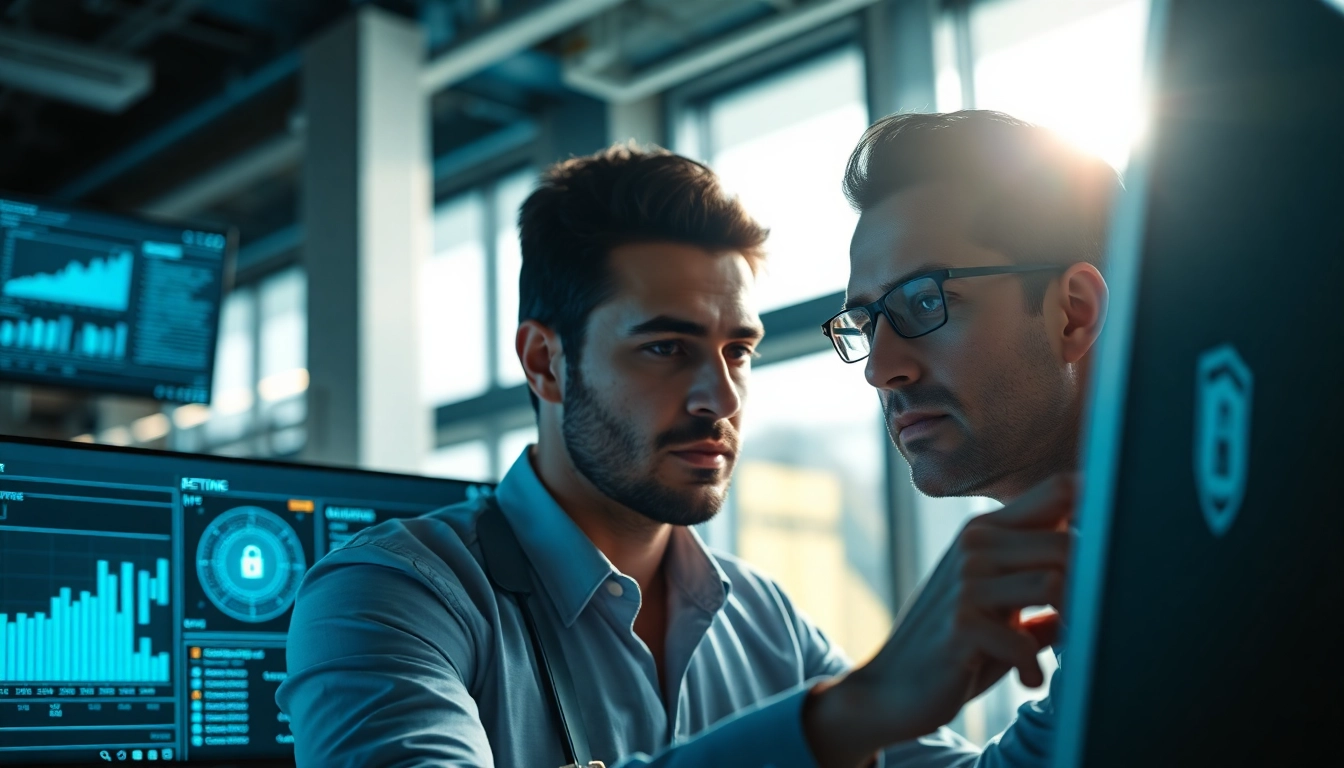 Cyber essentials accreditation being analyzed by a cybersecurity expert in a modern office.