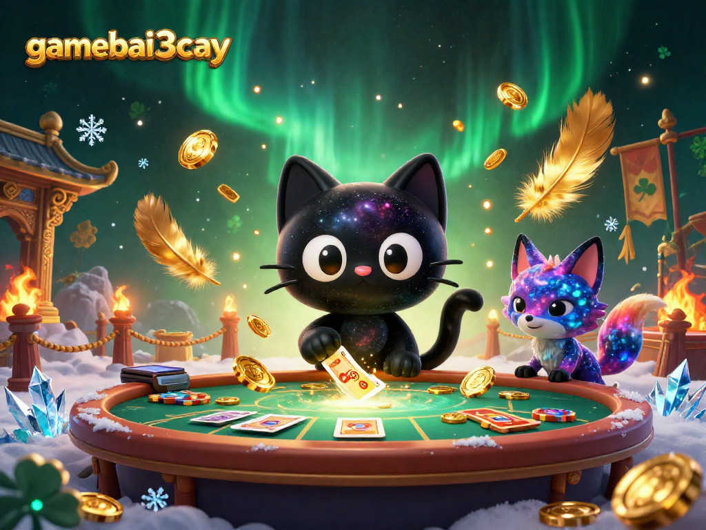 Experience gamebai3cay's cosmic casino with vibrant characters and dynamic gaming elements.