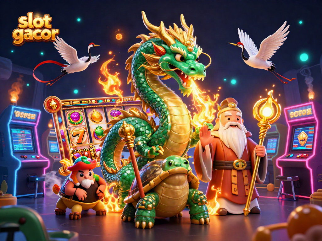Experience the excitement of slot gacor with vibrant characters and dynamic casino elements.