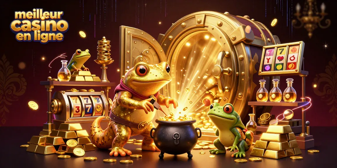 Gagnez au meilleur casino en ligne avec un alchimiste transformant des métaux en pièces d'or.