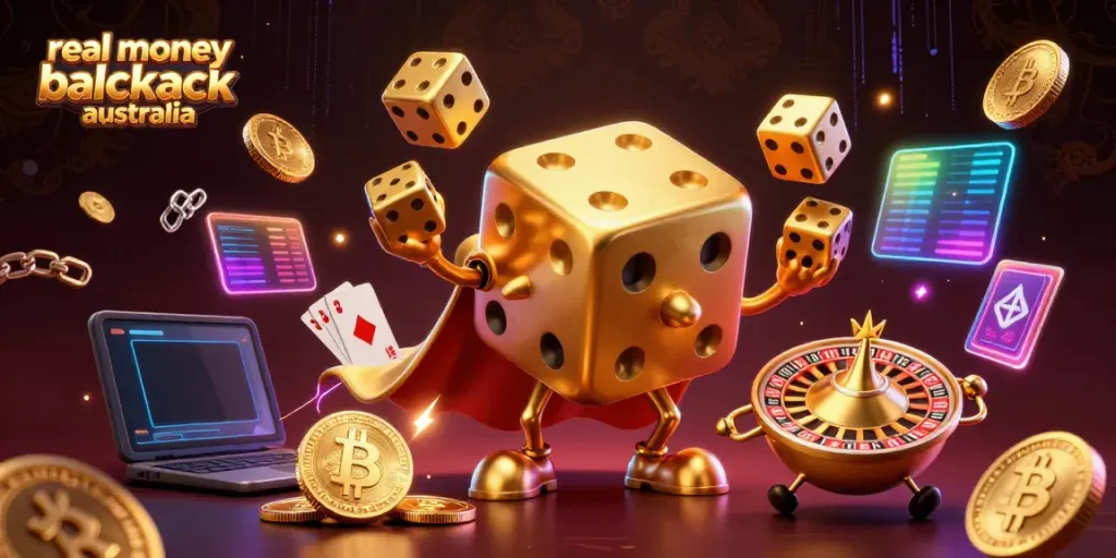 Experience real money blackjack Australia in an exciting 3D scene with dynamic game elements.