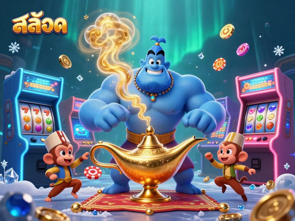 เล่นสล็อตบนเครื่องสล็อตสุดตื่นเต้นในภาพ 3D การ์ตูนที่มีองค์ประกอบคาสิโน