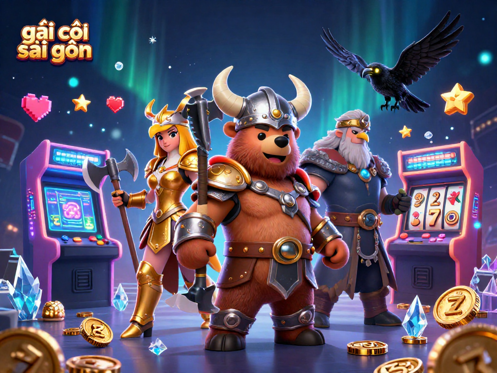 Engaging scene of gaming fun with gái gọi sài gòn featuring characters and casino slot elements.