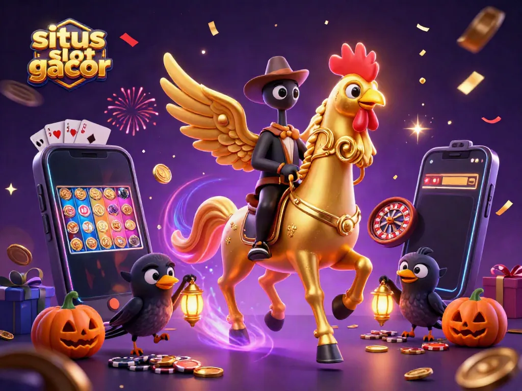 Gambarkan situs slot gacor dengan simbol slot dan permainan kasino yang menarik dalam satu ilustrasi dinamis.