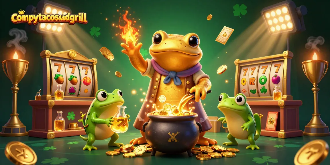Experience compytacosandgrill's thrilling casino scene full of dynamic slot reels and golden elements.