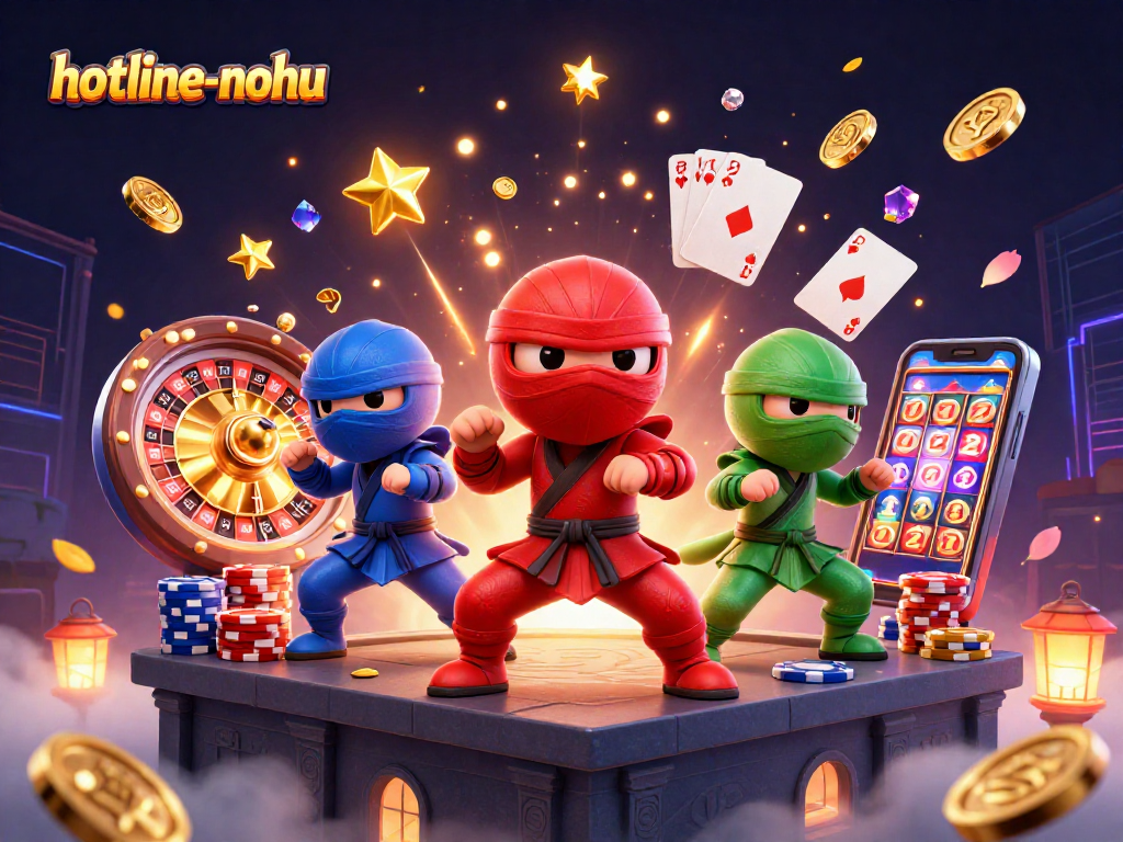 Experience thrilling gameplay with hotline-nohu as ninja chameleons showcase martial arts in a vibrant casino setting.