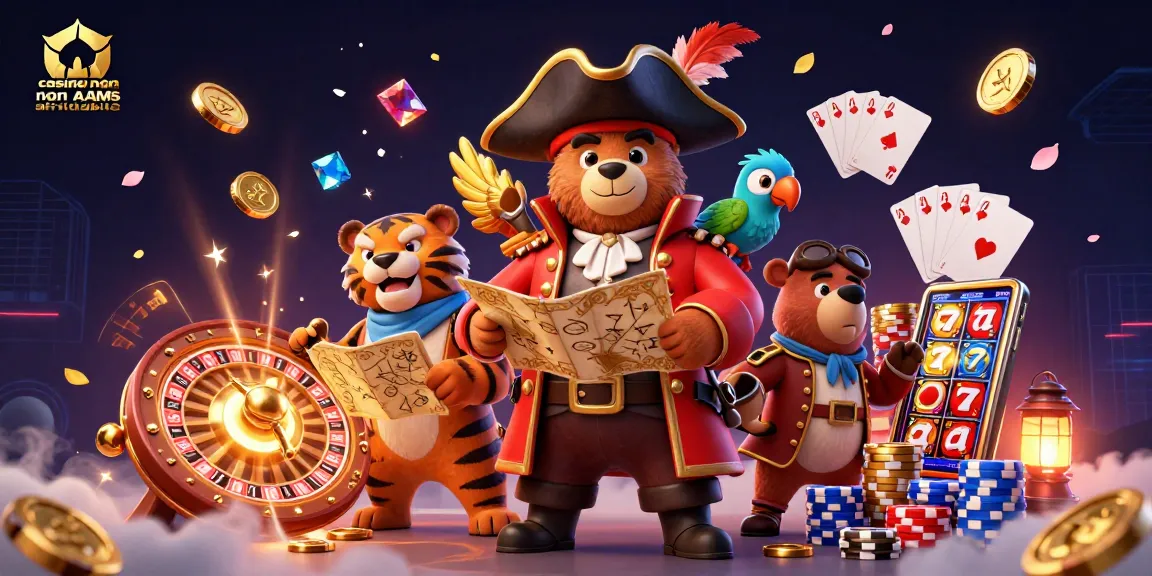 Giocando al casinò non AAMS affidabile con il capitano orso pirata e il suo equipaggio in un paesaggio ricco di giochi e premi.