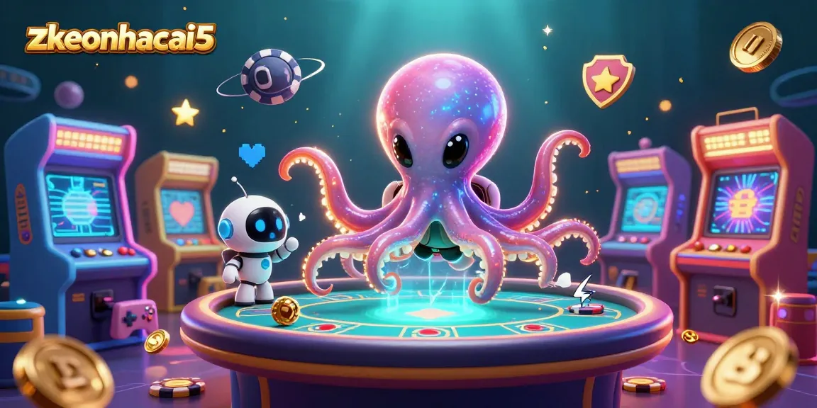 Experience exciting gaming action with zkeonhacai5 as an alien poker master and adorable robot.
