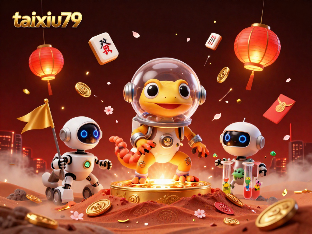 Experience the thrill of taixiu79 gaming with vibrant casino elements in a dynamic Martian scene.
