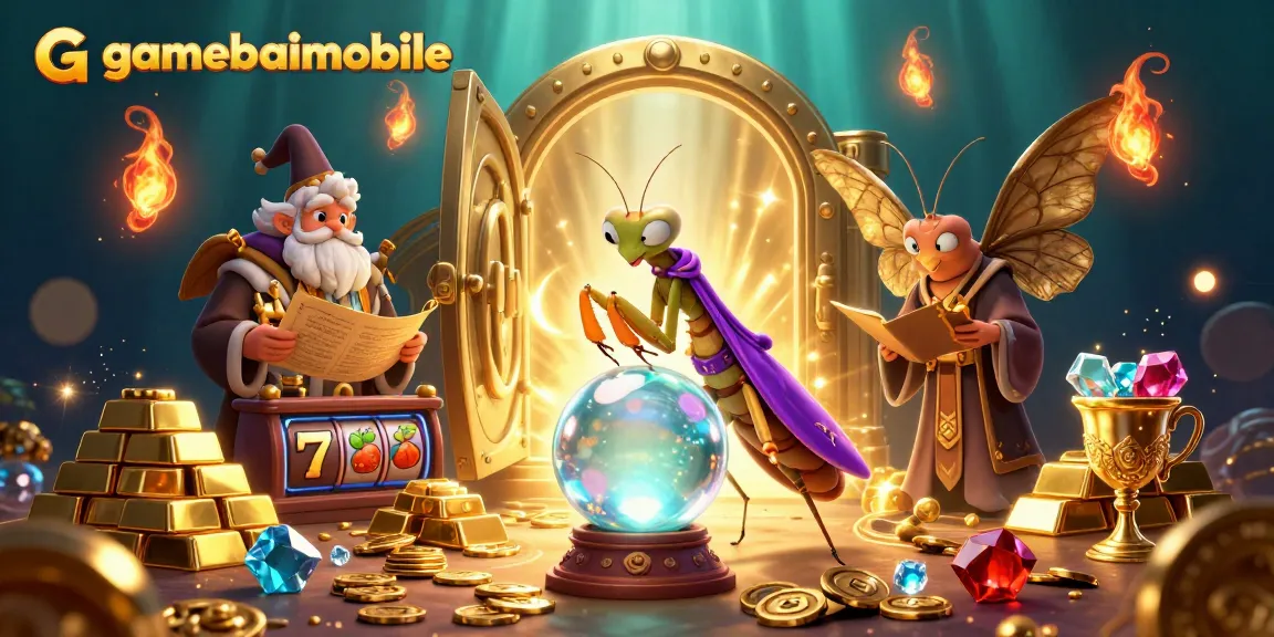 Experience thrilling jackpots with gamebaimobile's enchanting 3D casino illustration featuring mystical characters.