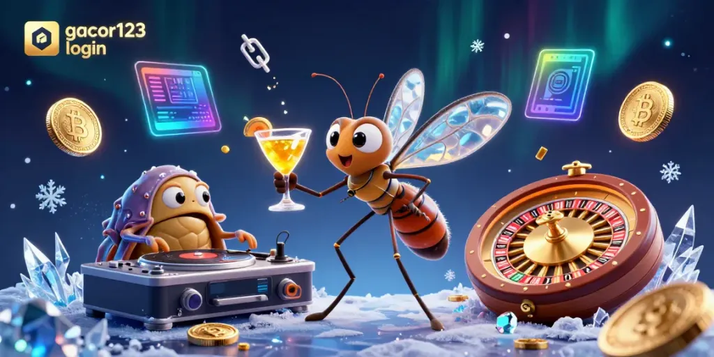 Join the fun and excitement at gacor123 login with dynamic casino elements in this vibrant illustration.