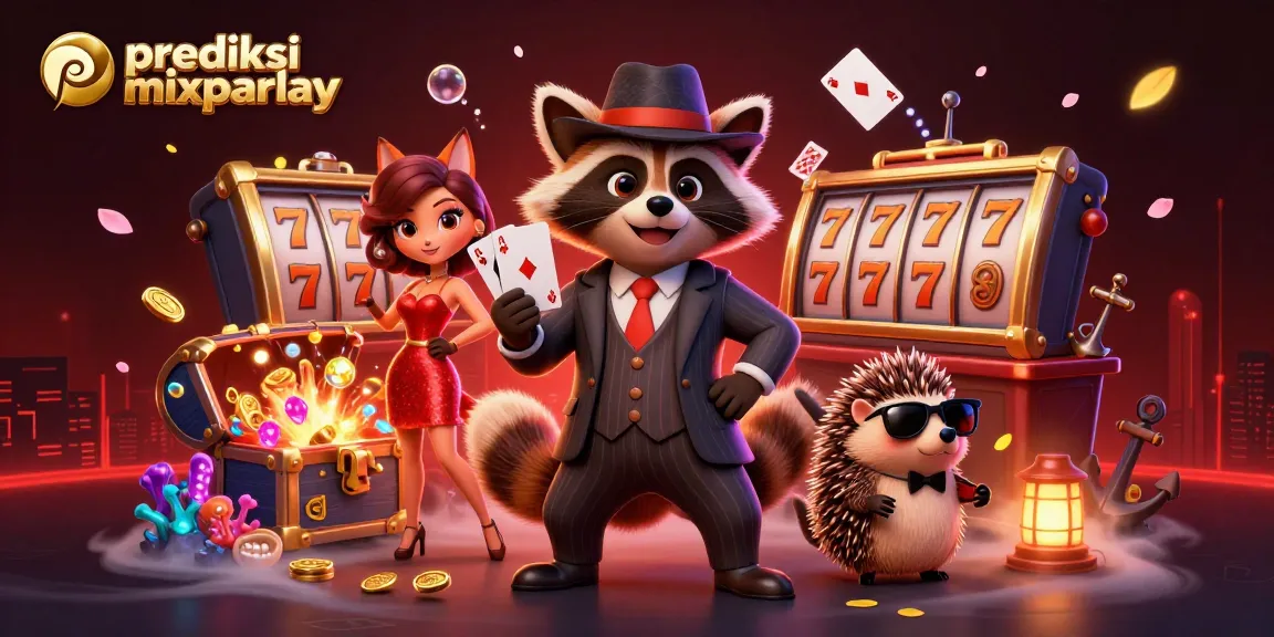 Experience prediksi mixparlay with a charming raccoon and fox in an exciting casino scene.