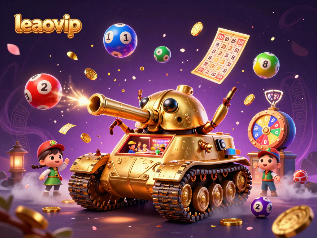 Engage with the leaovip casino experience as colorful lottery balls bounce around a gold tank casino bursting with excitement.