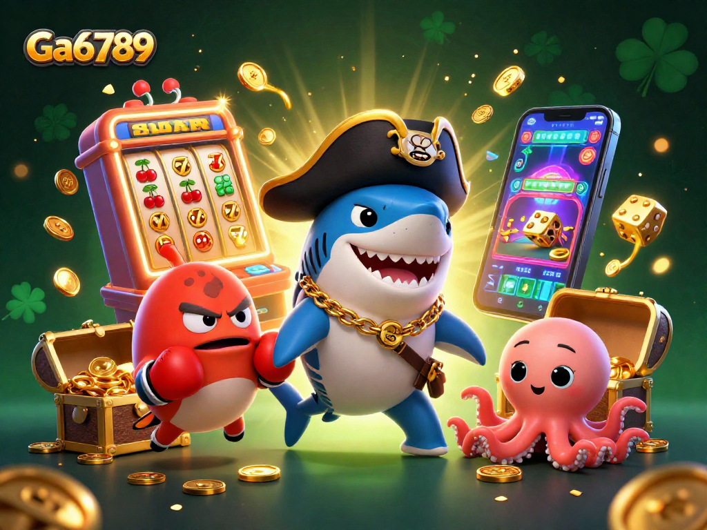 Experience vibrant gameplay with Ga6789 in this colorful, dynamic casino illustration.