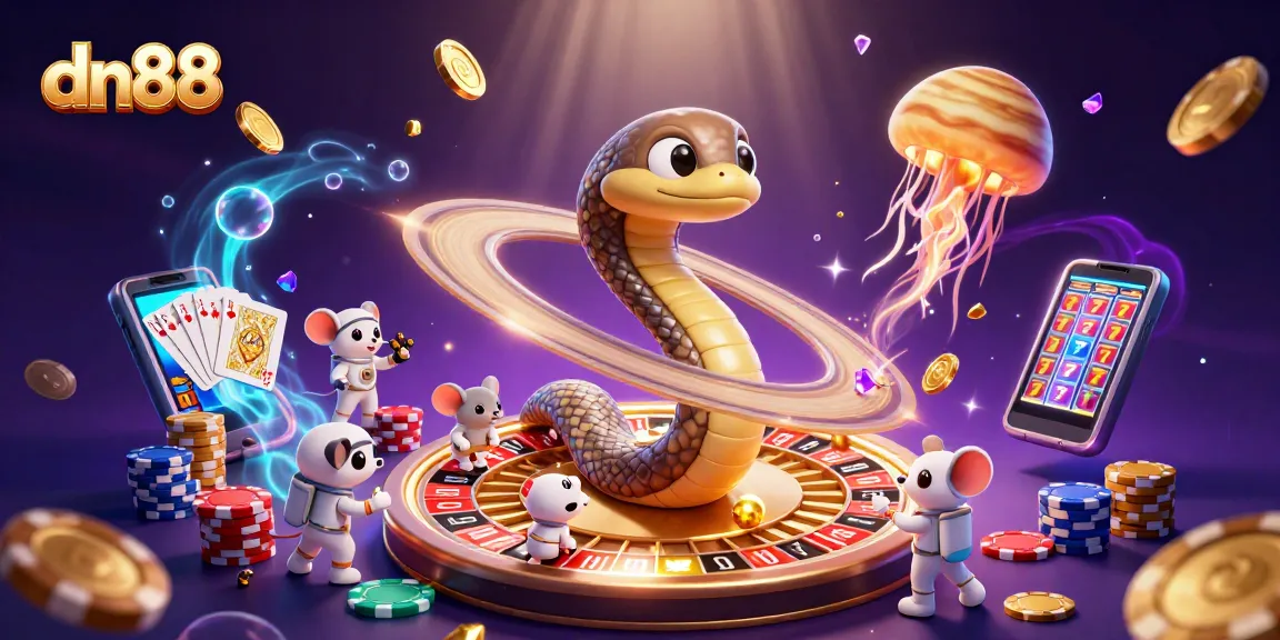 Experience captivating gambling action at dn88 with a cosmic twist in this vibrant 3D illustration.