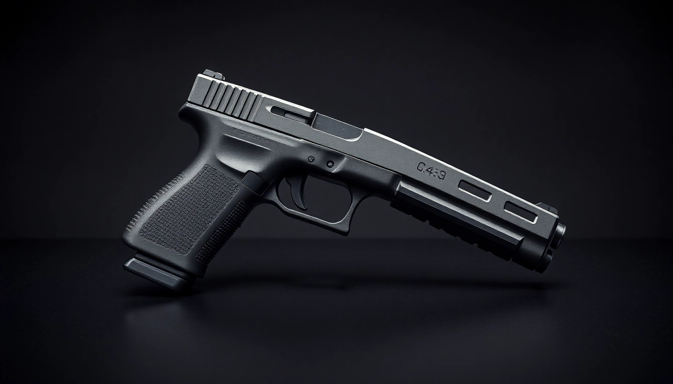 Showcasing glock 43x mos with optics-ready slide in dramatic lighting