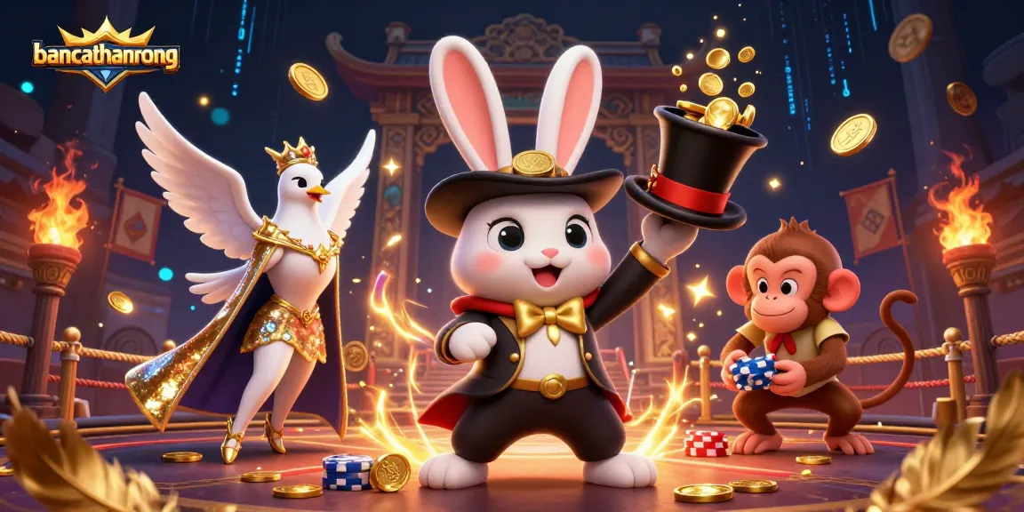 bancathanrong captures winnings with a magician rabbit, golden coins, and casino excitement