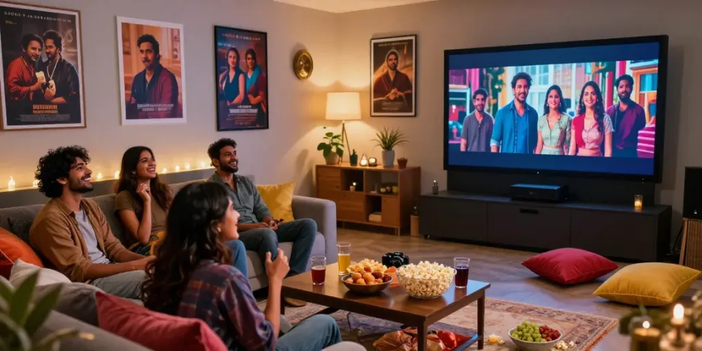 happy2hub watch party with friends enjoying Indian web series