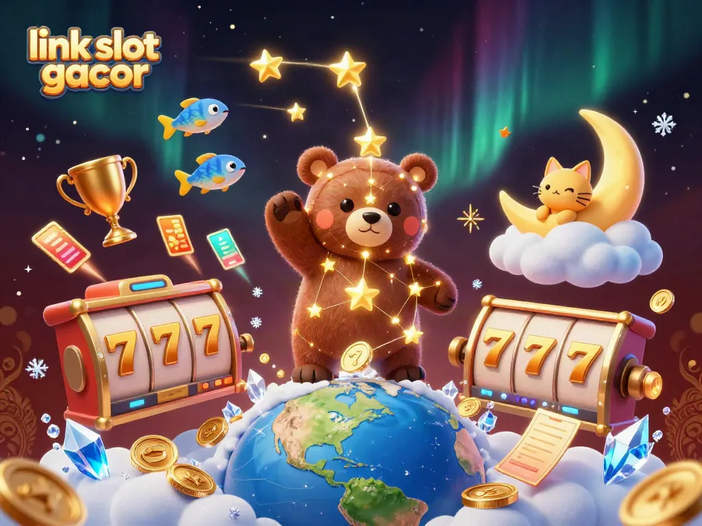 Experience the thrill of link slot gacor with golden stars and jackpot elements in a vibrant 3D scene.