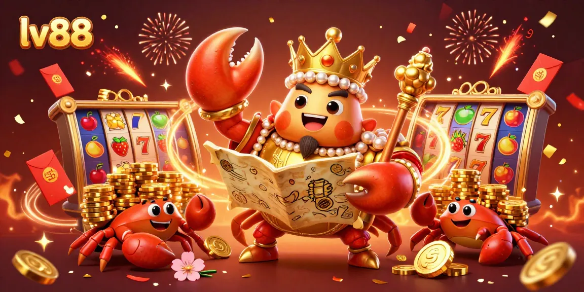 Experience the thrill of lv88 with a golden crab emperor and vibrant slot games.