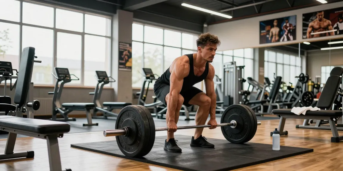 Bodybuilder showcasing strength with Unique Pharma Steroids in a modern gym.