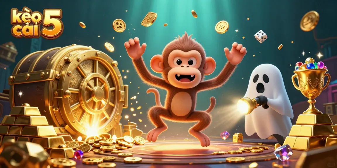 Engage with kèo nhà cái 5 as a monkey juggles coins while a puppy hunter tracks in a vibrant casino