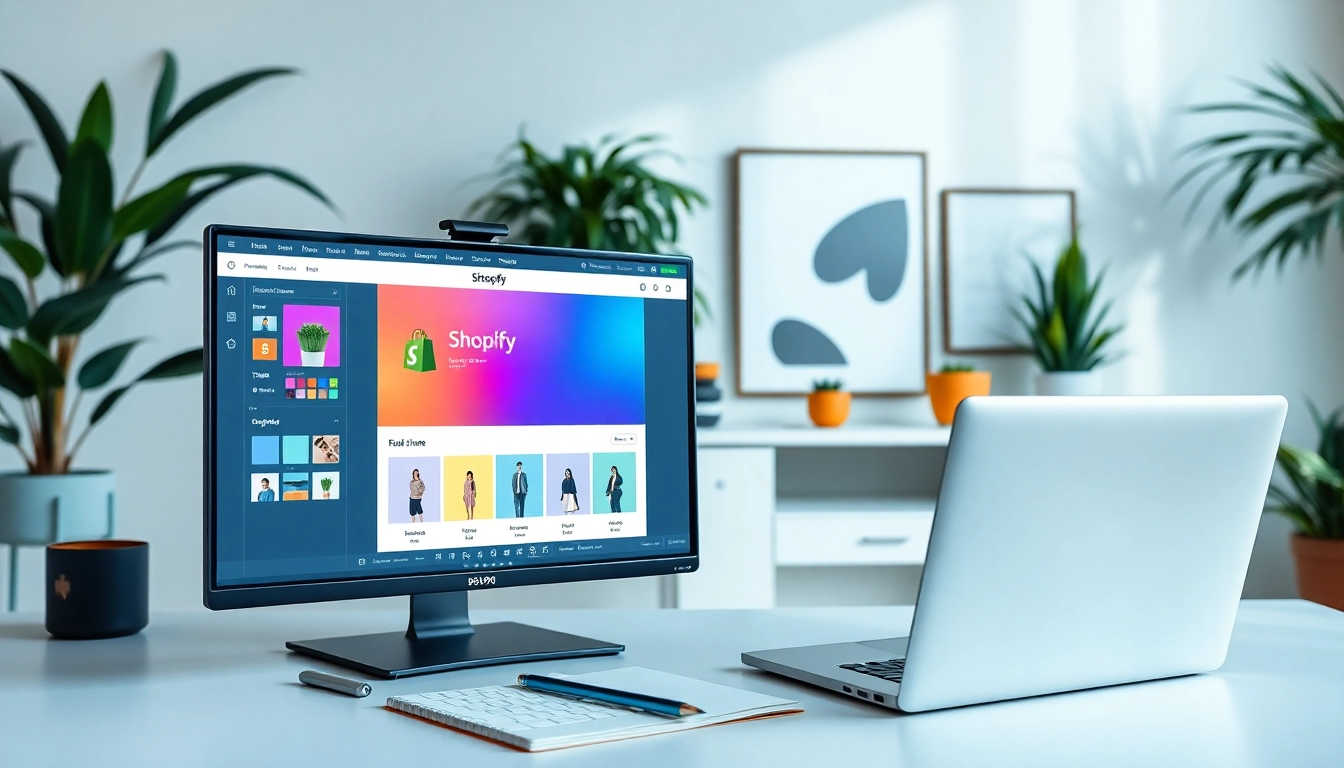 Enhance Shopify theme customization with digital workspace tools and vibrant design elements.