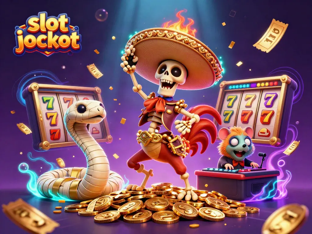 Experience the thrill of winning with a vibrant slot jackpot scene featuring colorful characters and dynamic symbols.