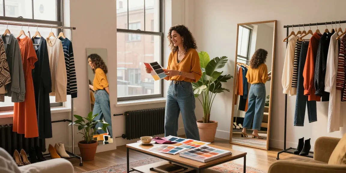 Consulenza d'immagine: donna in appartamento che esplora il suo stile personale