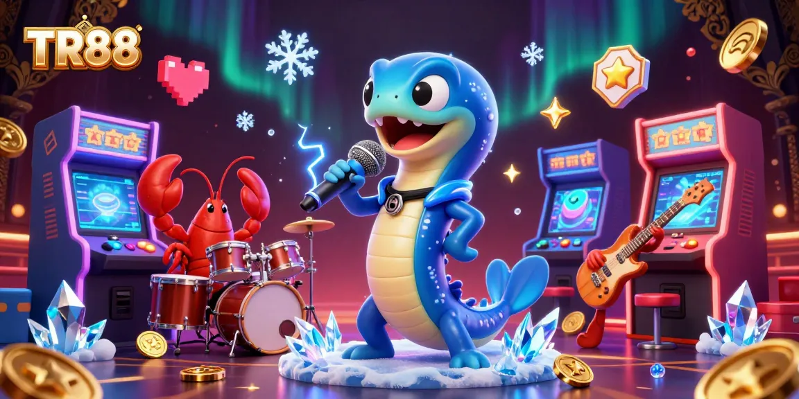TR88 showcases an electric eel DJ performing in an underwater casino with vibrant gaming elements.