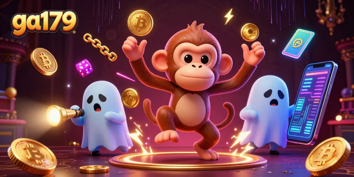 Experience thrilling gameplay with ga179 as a playful poltergeist monkey entertains in a haunted casino.